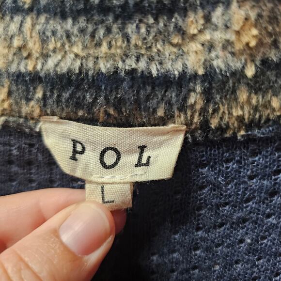 POL 2 button plaid color block shacket fall autumn jacket womens size Large - Picture 3 of 6